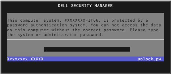  dell password screen ending 1F66