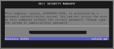 Example securemanager with password servicetag 1F66
