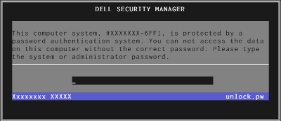 Example securemanager with password servicetag 6FF1