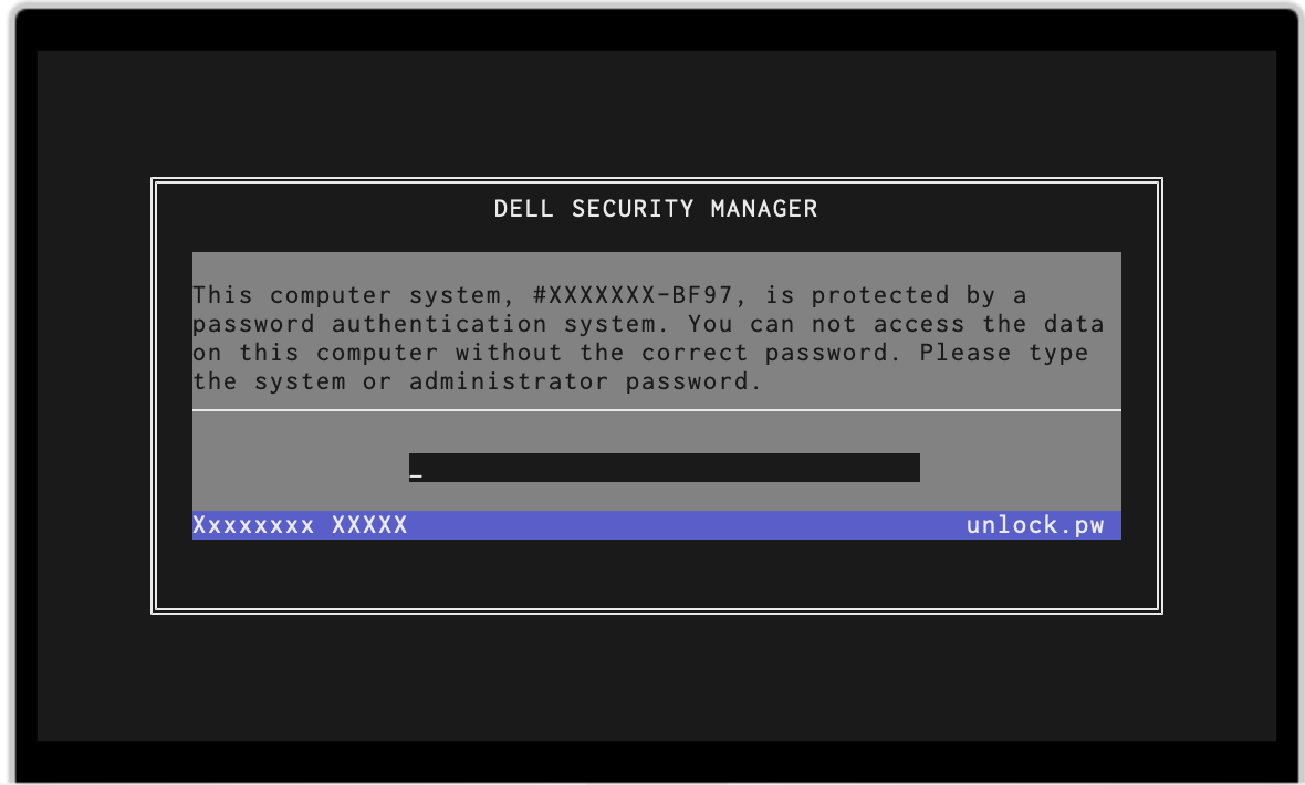 Example securemanager with password service tag E7A8