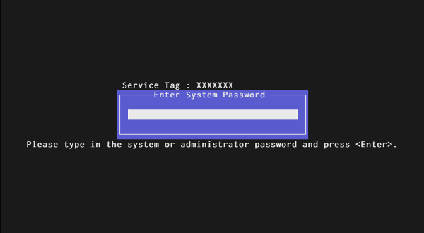  password screen only servicetag without suffix